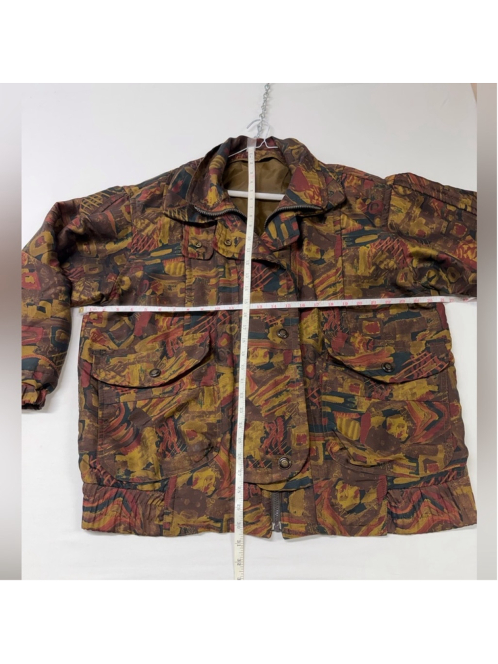 Vintage London Fog Abstract Baroque Bomber Jacket 80s 90s Earth Tone men's large - Picture 5 of 6